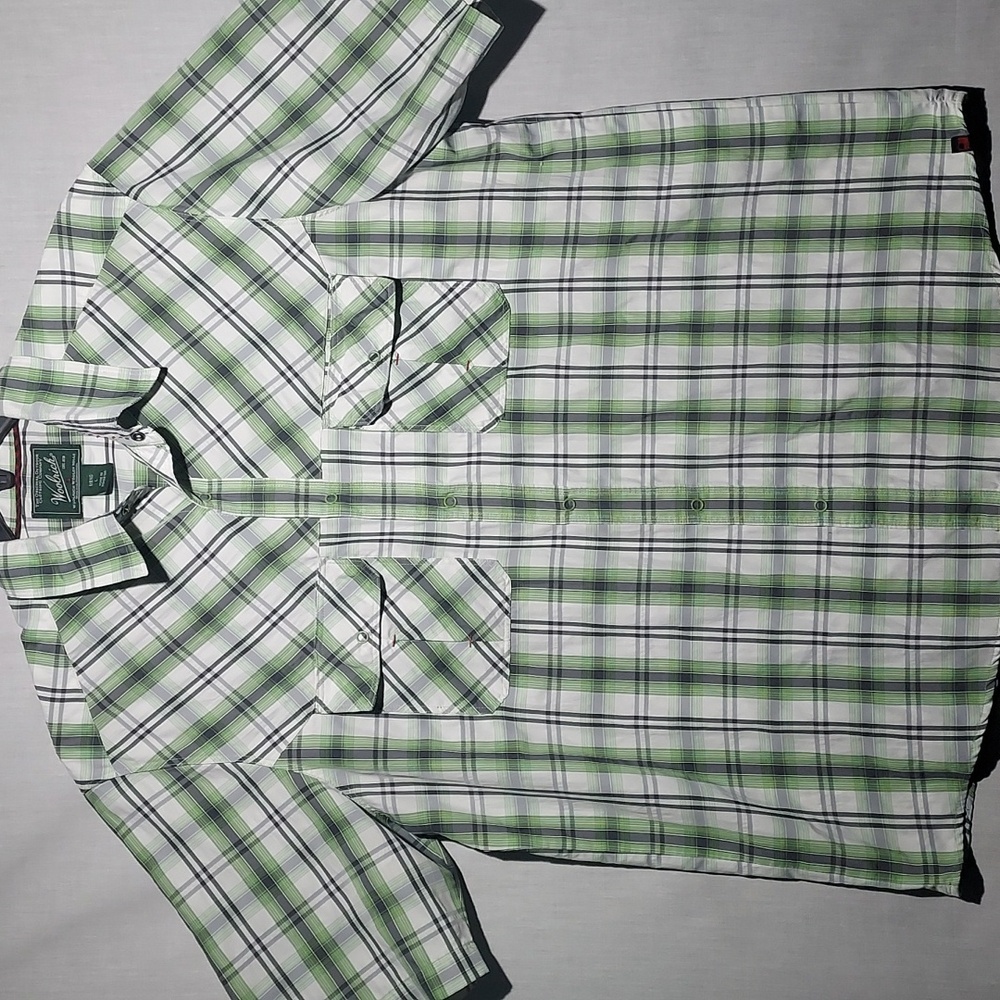 Woolrich Outdoor Performance Blend Lightweight Snap‎ Button Plaid Mens Shirt Lrg - Picture 2 of 5